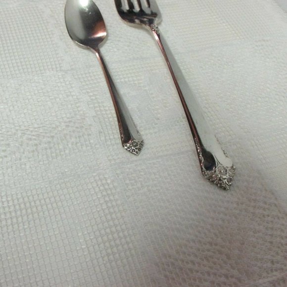 Mid-Century Starlight Silverplate Fork & Demitasse Coffee Spoon - Picture 2 of 5